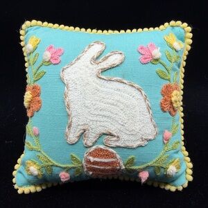 Embroidered Bunny Throw Pillow